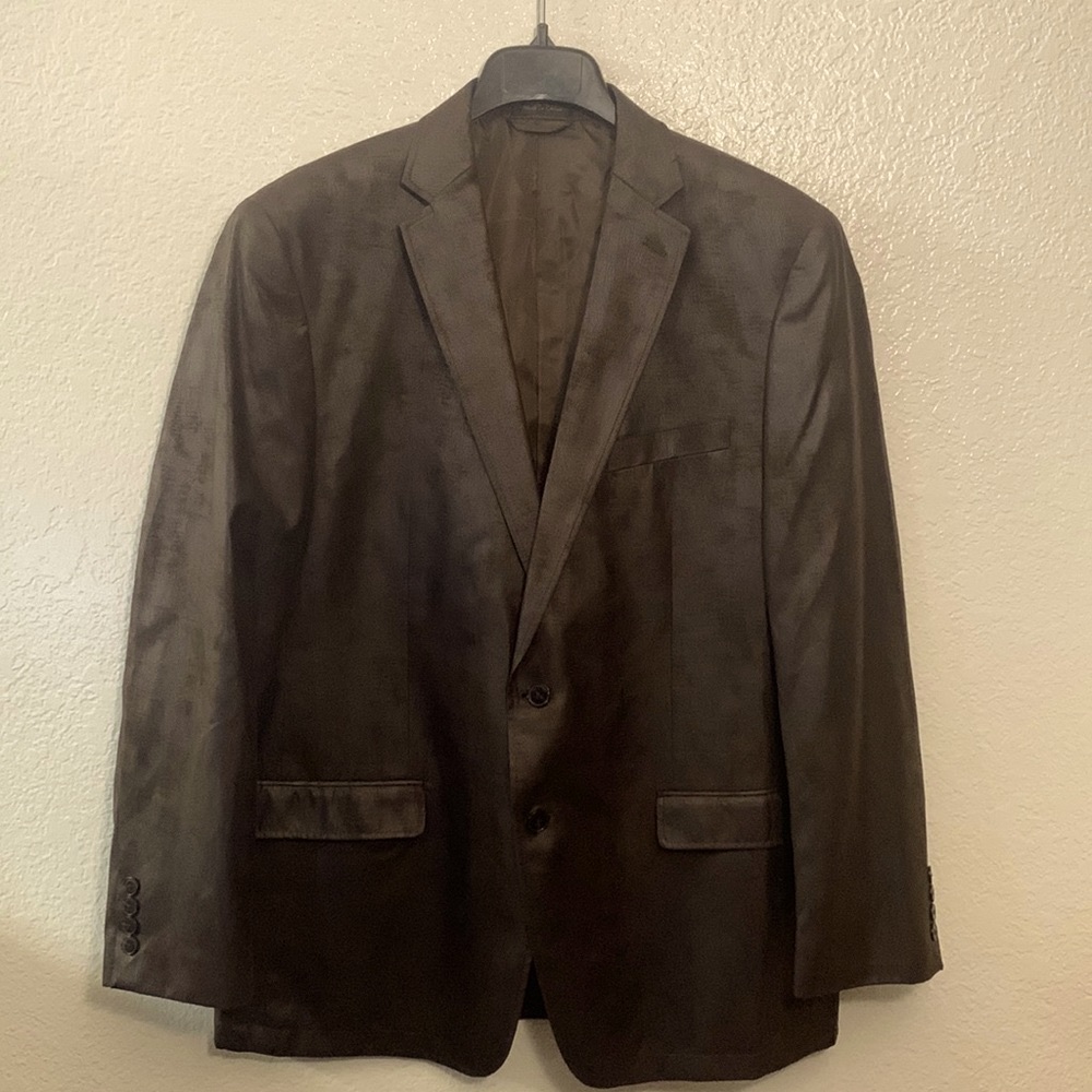 CALVIN KLEIN Faux Suede, Two Buttons, 44R Brown Blazer-Jacket/NWOT